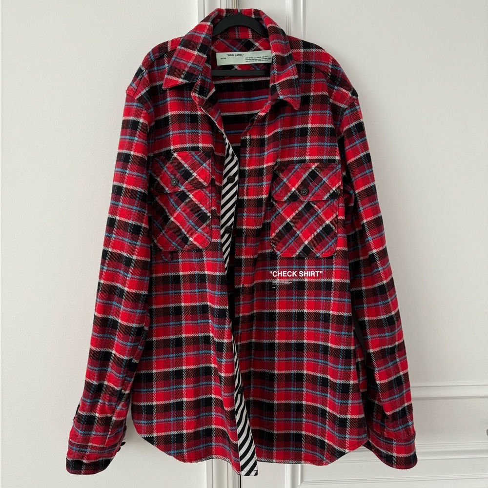 Off-White Red and Black Check Shirt Jacket